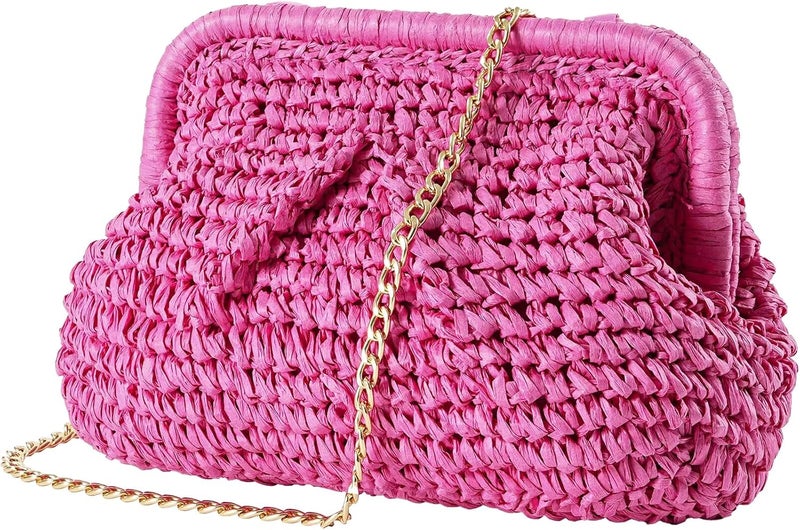 Geelyda Straw Clutch Purses for Women Cloud Dumpling Pouch Straw Crossbody Shoulder Handbag Summer Beach Woven Bag - Image 1
